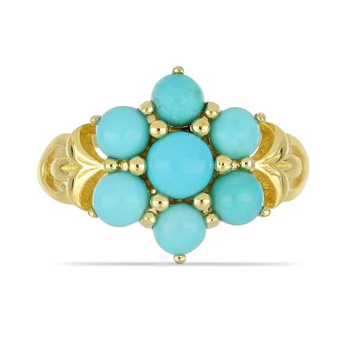 BUY NATURAL BLUE TURQUOISE GEMSTONE RING IN STERLING SILVER